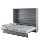 EU King (160cm) Horizontal Wall Bed with Storage Grey Matt