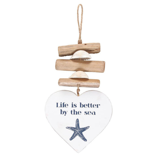 Better By The Sea Driftwood Heart Sign - £7.5 - Hanging Decorations 