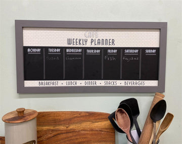 Bistro Cafe Wooden Grey Chalkboard Week Planner 67cm - £26.99 - Blackboards, Memo Boards & Calendars 