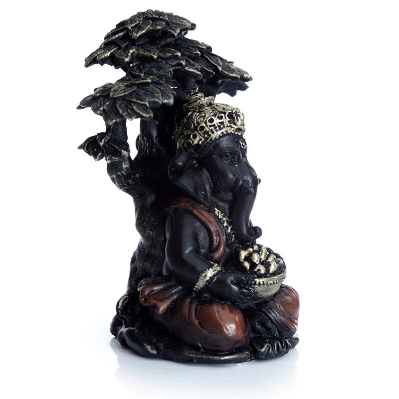Black and Gold Ganesh Sitting Under Tree-