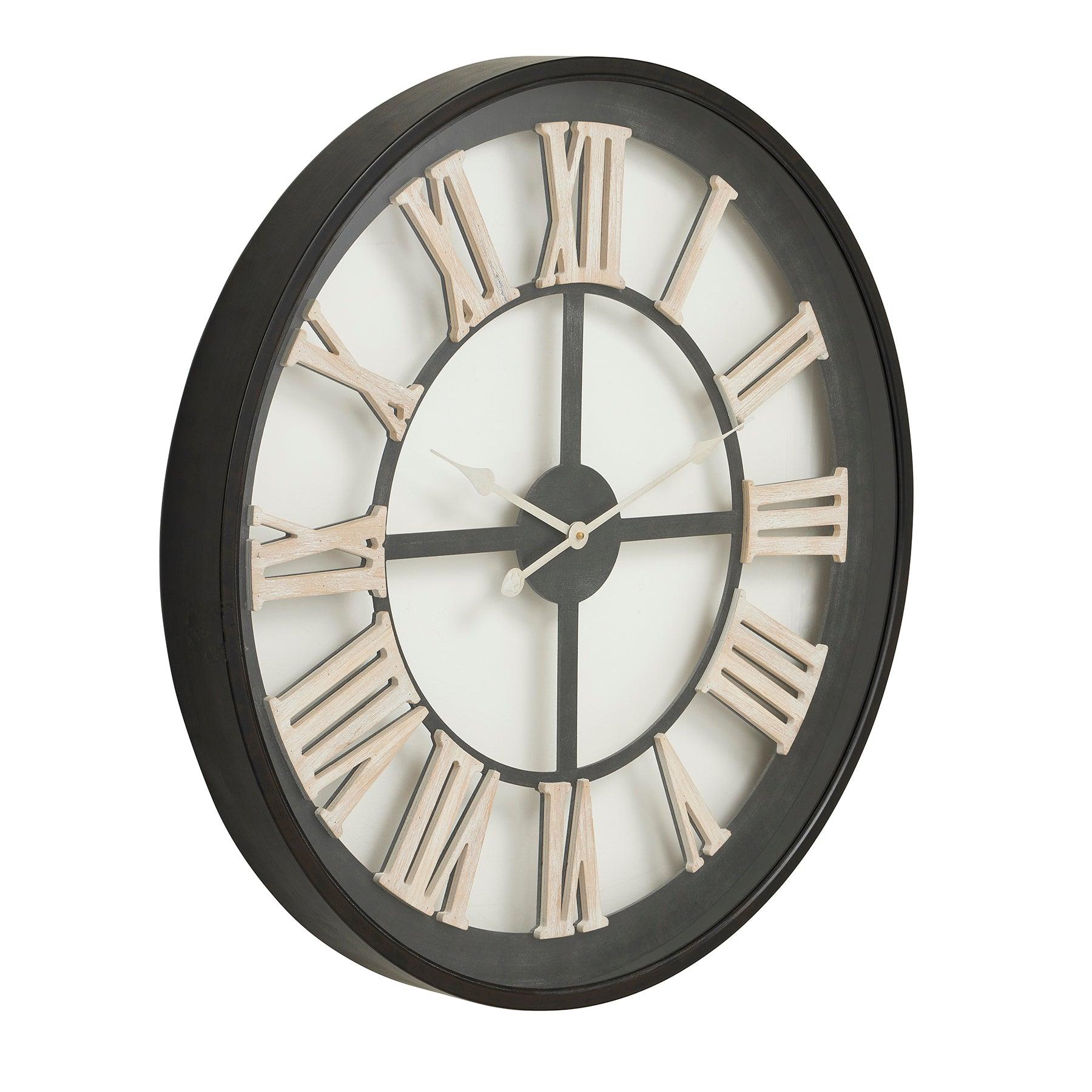 Black Framed Skeleton Clock With White Roman Numerals - £189.95 - Wall Clocks 