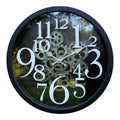 Black Metal Gear Style Clock, 38cm-Wall Hanging Clocks