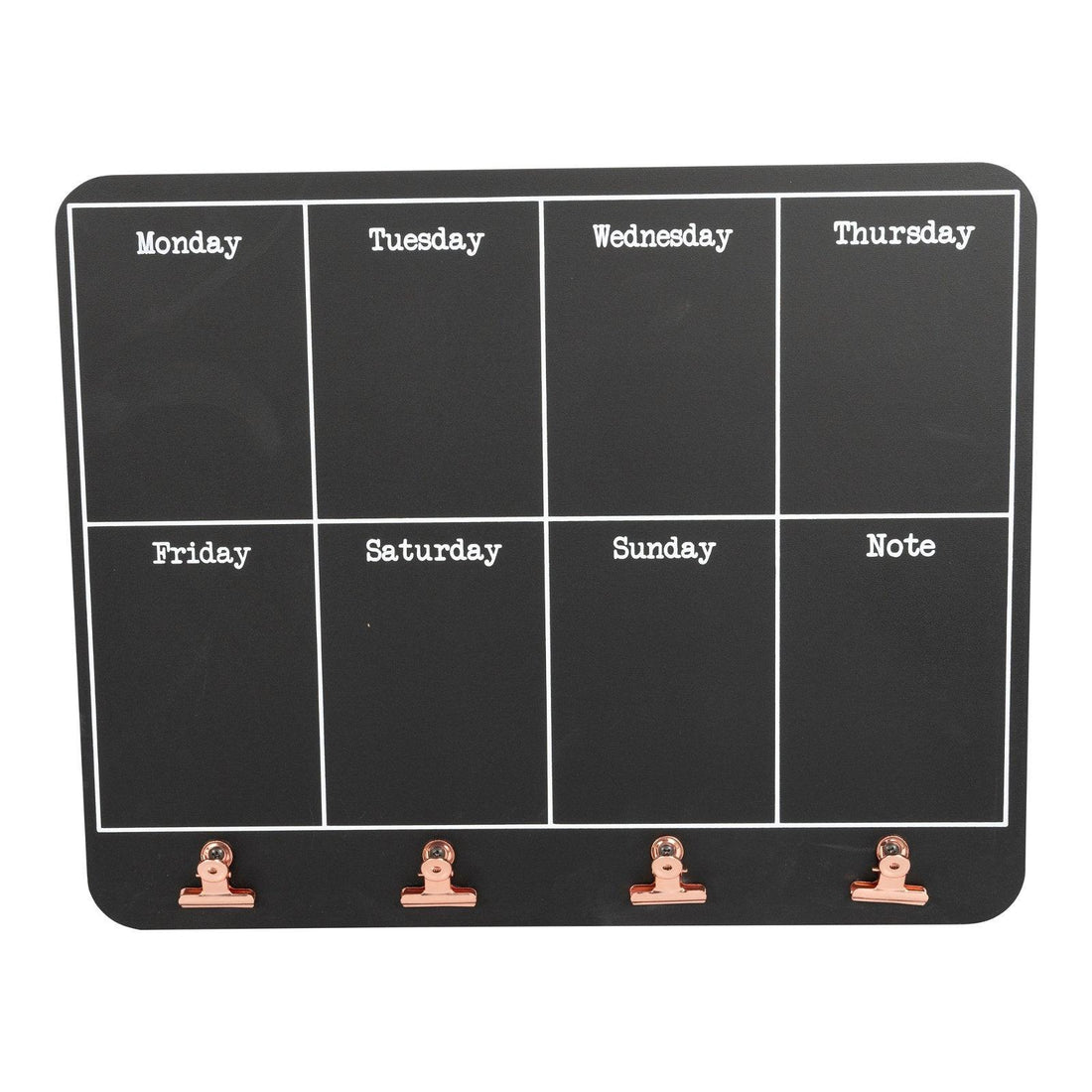 Black Weekly Memo Board With Copper Clips - £25.99 - Blackboards, Memo Boards & Calendars 