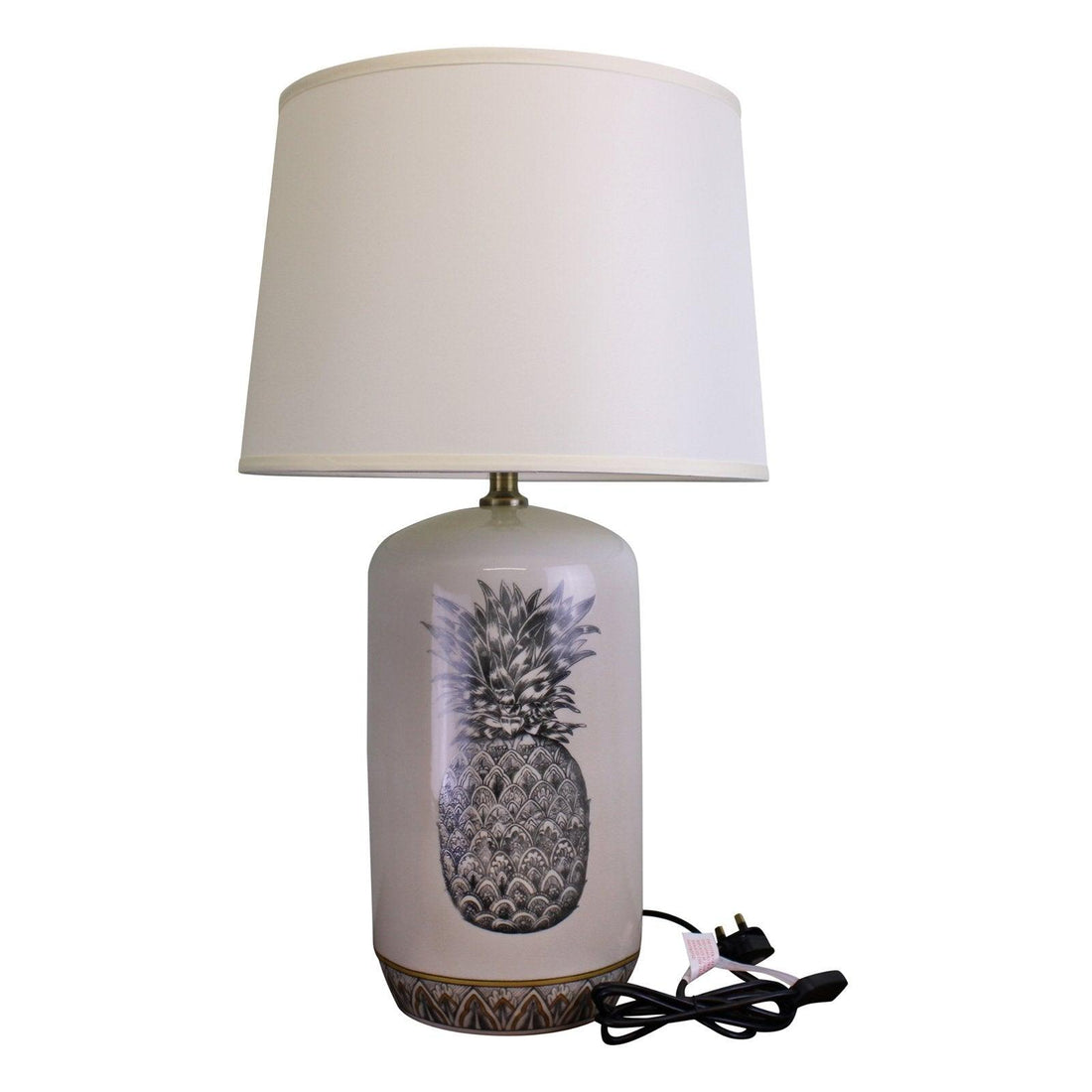 Black & White Ceramic Lamp with Pineapple Design 69cm - £76.99 - Table Lamps 