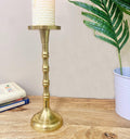 Brass Metal Pillar Candlestick 29cm - £25.99 - Candle Holders & Plates 