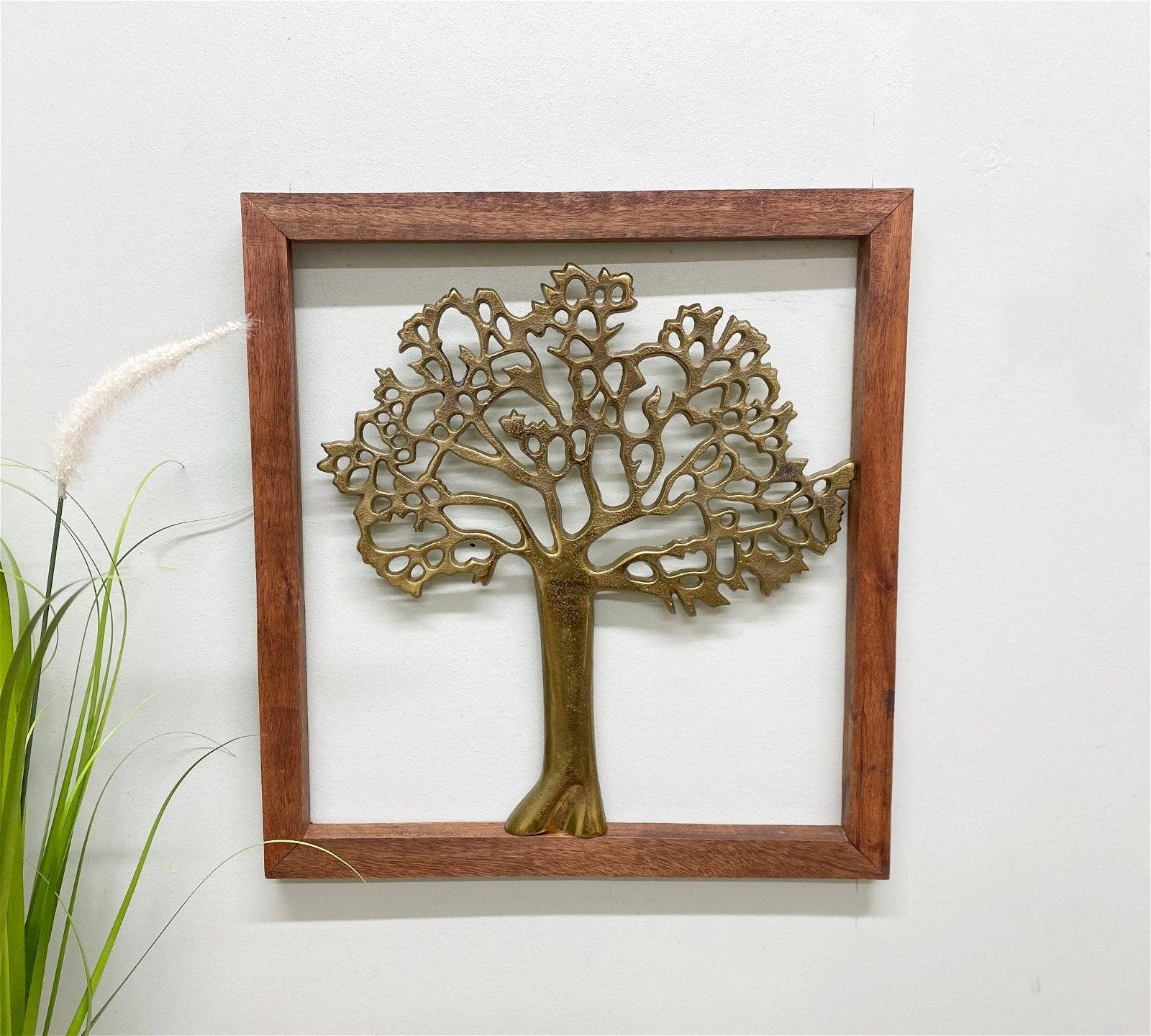 Brass Tree Of Life In Wooden Frame - £42.99 - 