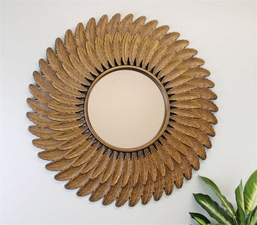 Bronze Effect Feather Frame Mirror - £71.99 - Mirrors 