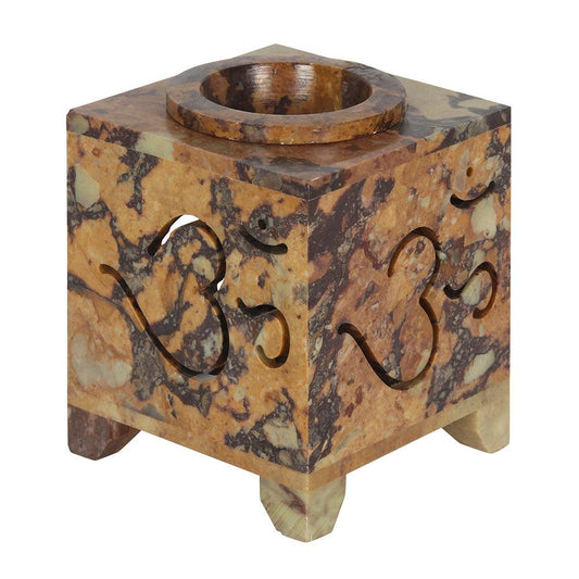 Carved Om Symbol Soapstone Oil Burner - £12.99 - Oil Burners 