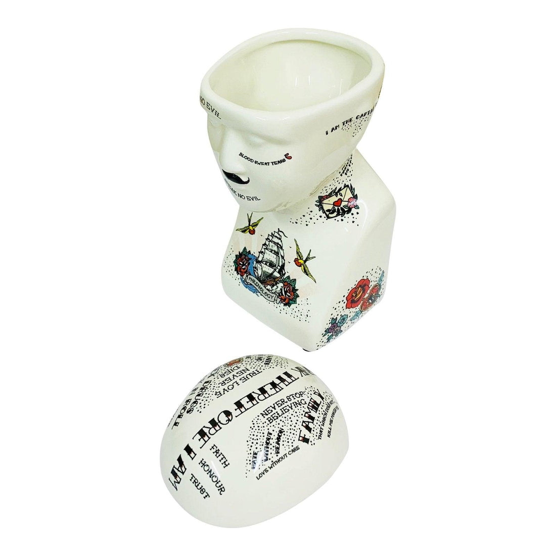 Ceramic Phrenology Head Storage Small - £20.99 - Phrenology 