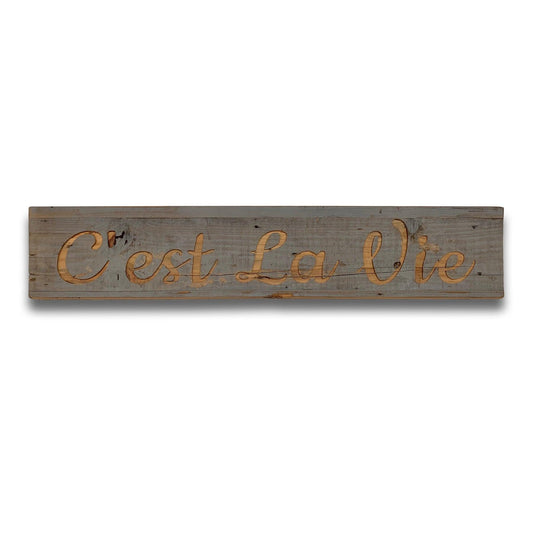 Cest La Vie Grey Wash Wooden Message Plaque - £59.95 - Wall Plaques > Wall Plaques > Quotations 