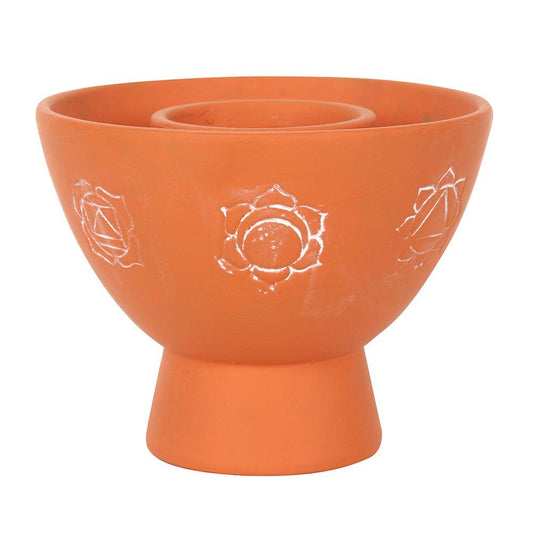 Chakras Terracotta Smudge Bowl-Smudge Sticks Bowls