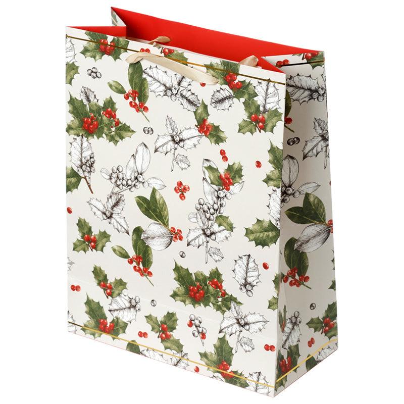 Christmas Botanical Holly Large Gift Bag-