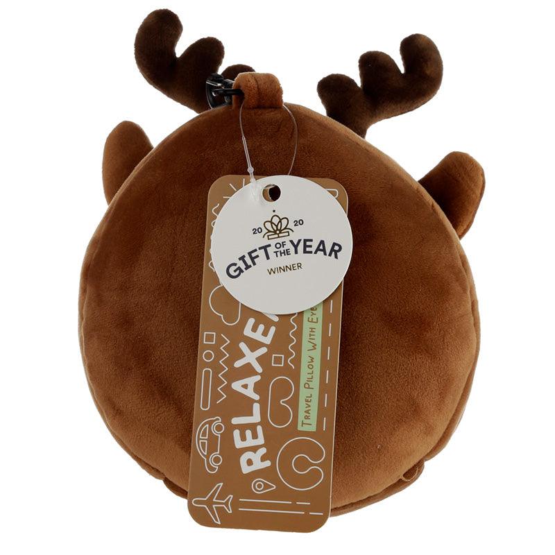 Christmas Reindeer Relaxeazzz Plush Round Travel Pillow & Eye Mask Set-Travel Pillow Eye Mask Set