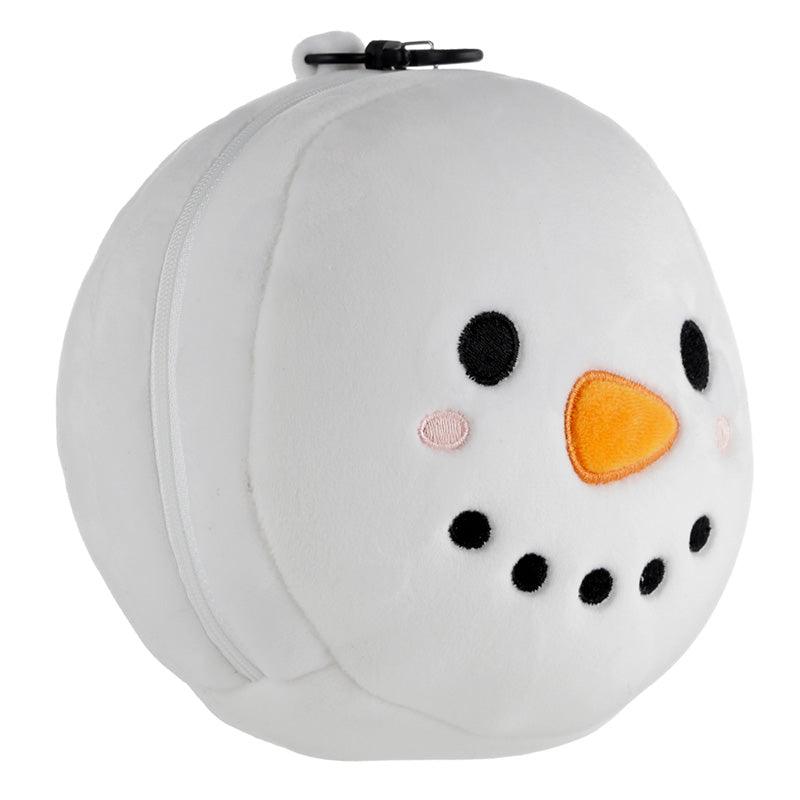 Christmas Snowman Relaxeazzz Plush Round Travel Pillow & Eye Mask Set-Travel Pillow Eye Mask Set