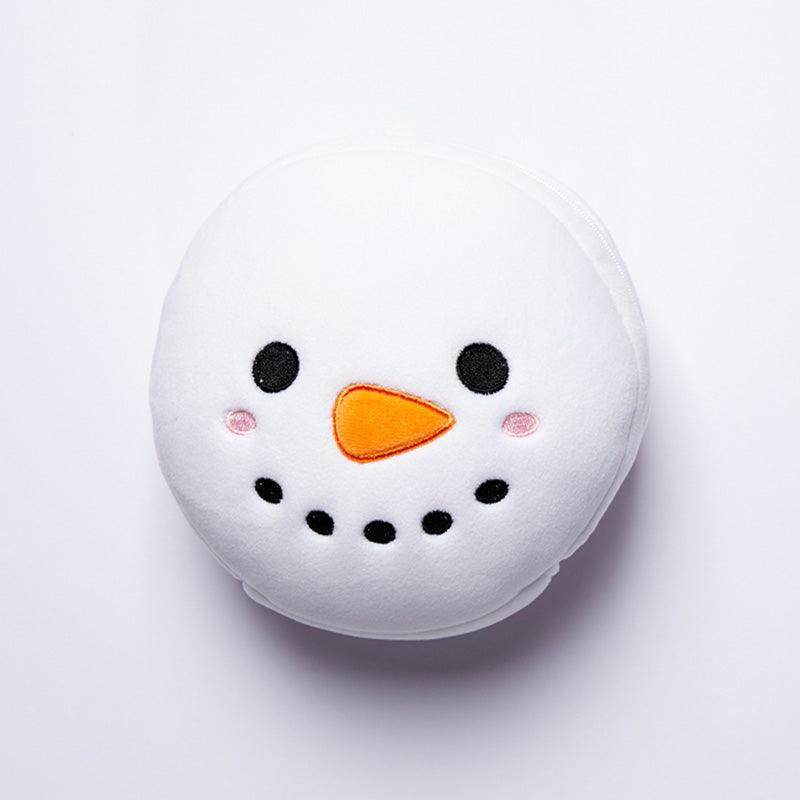 Christmas Snowman Relaxeazzz Plush Round Travel Pillow & Eye Mask Set-Travel Pillow Eye Mask Set