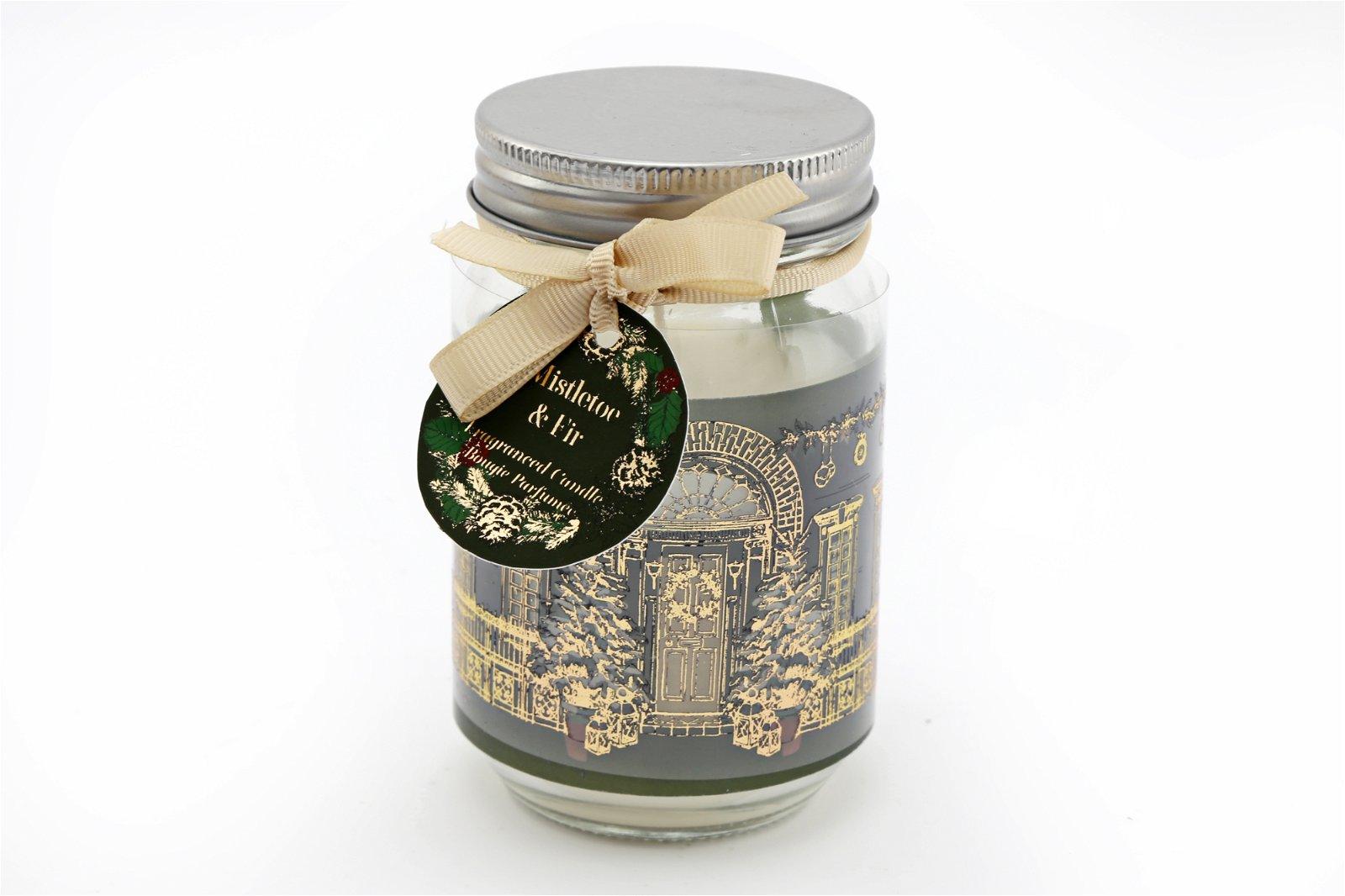 Christmas Traditional House Candle Jar Gold & Green-Christmas Candles & Fragrance