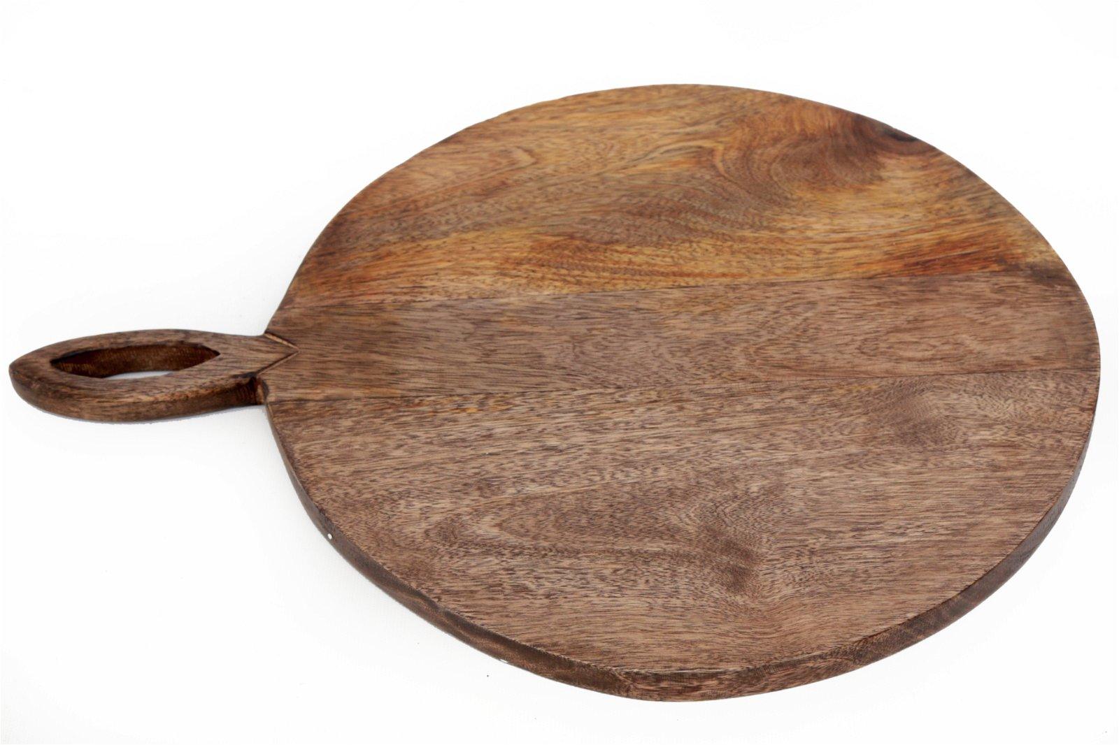 Circular Wooden Chopping Board With Carved Handle 49cm-Trays & Chopping Boards