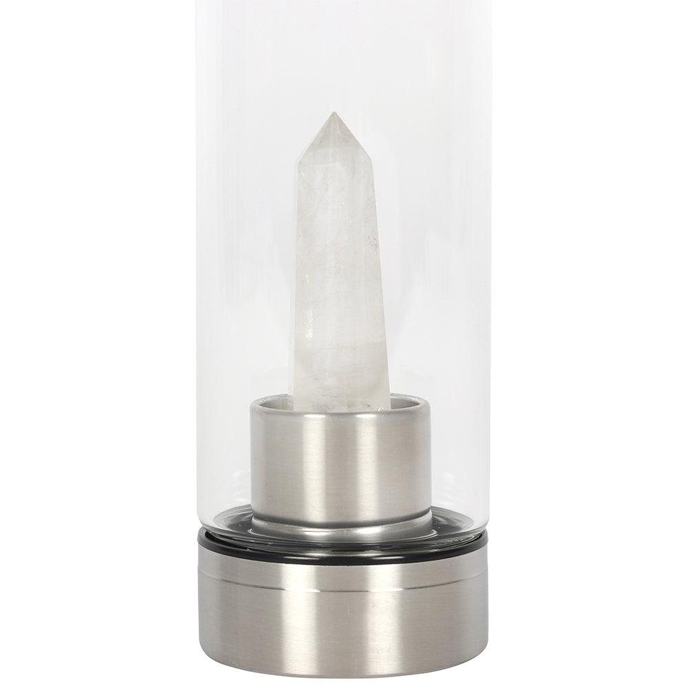 Clear Quartz Energising Glass Water Bottle - £34.99 - Drinkware 