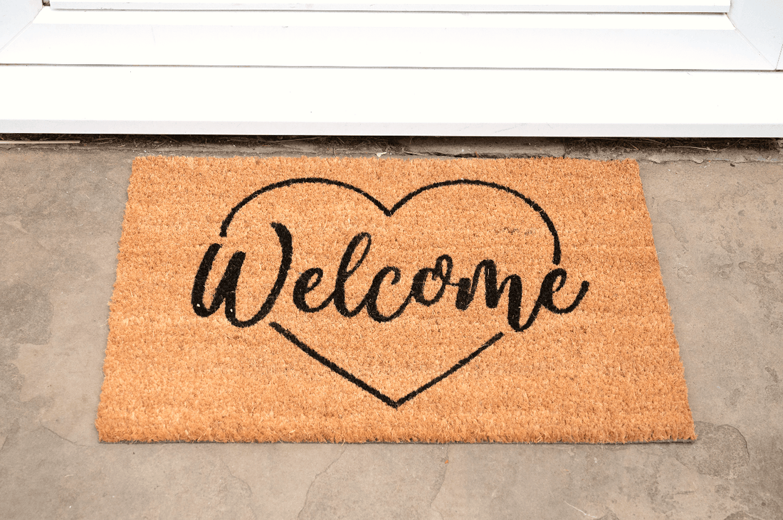 Coir Doormat with Welcome & Heart Shape - £22.99 - Doormats 