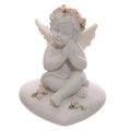 Collectable Cherub Sitting on Heart with Pink Roses-