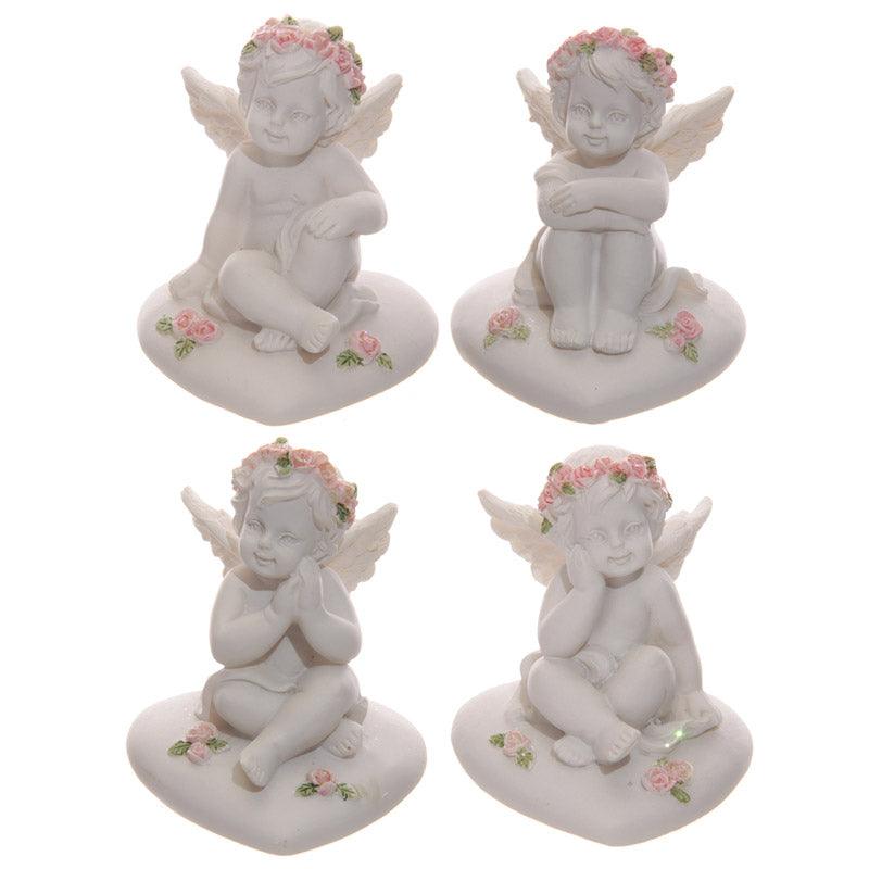 Collectable Cherub Sitting on Heart with Pink Roses - £6.0 - 