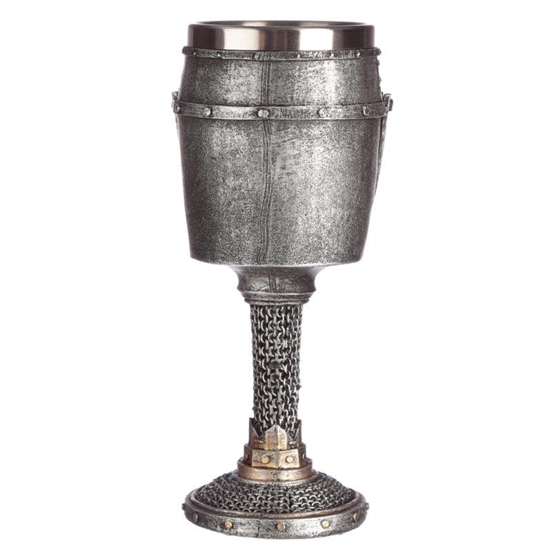 Collectable Decorative Medieval Helmet and Chain Mail Goblet-
