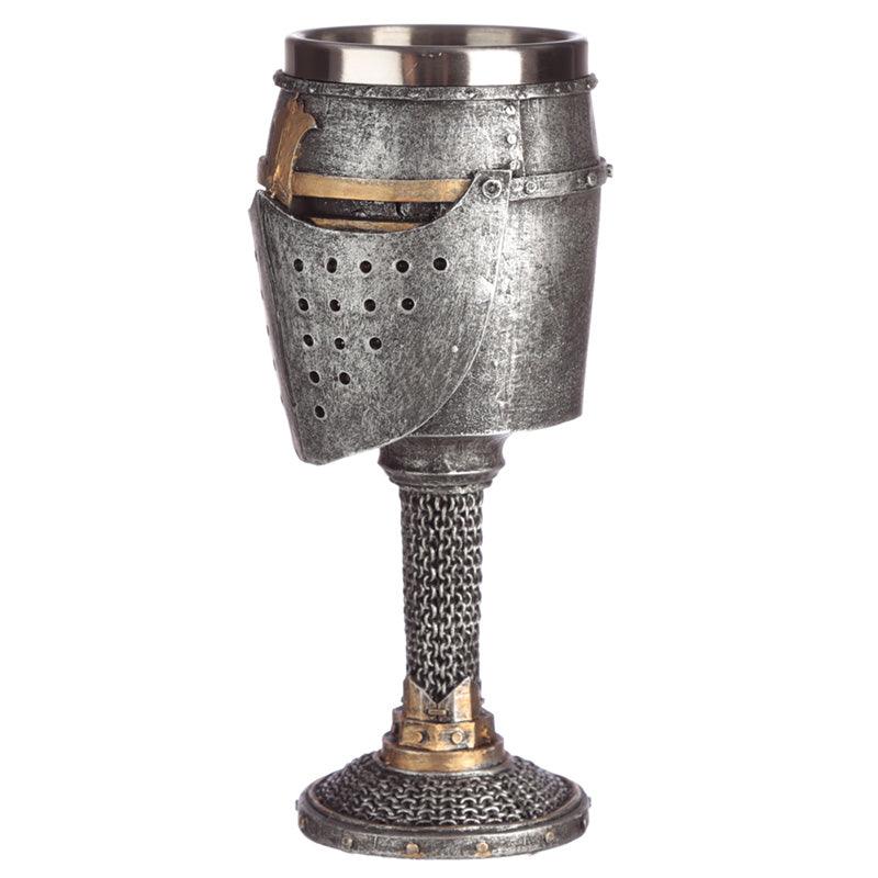 Collectable Decorative Medieval Helmet and Chain Mail Goblet-