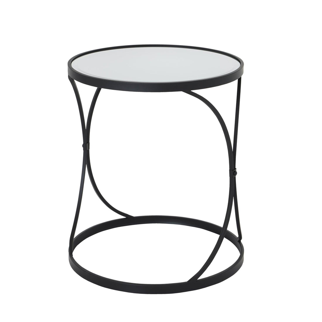 Concaved Set Of Two Black Mirrored Side Tables - £289.95 - Furniture > Tables > Side Tables 