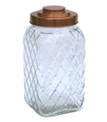 Copper Lidded Square Glass Jar - 12 Inch Large-Kitchen Storage