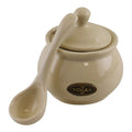 Country Cottage Cream Ceramic Sugar Bowl With Lid & Spoon-Kitchen Storage
