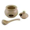 Country Cottage Cream Ceramic Sugar Bowl With Lid & Spoon - £15.99 - Kitchen Storage 