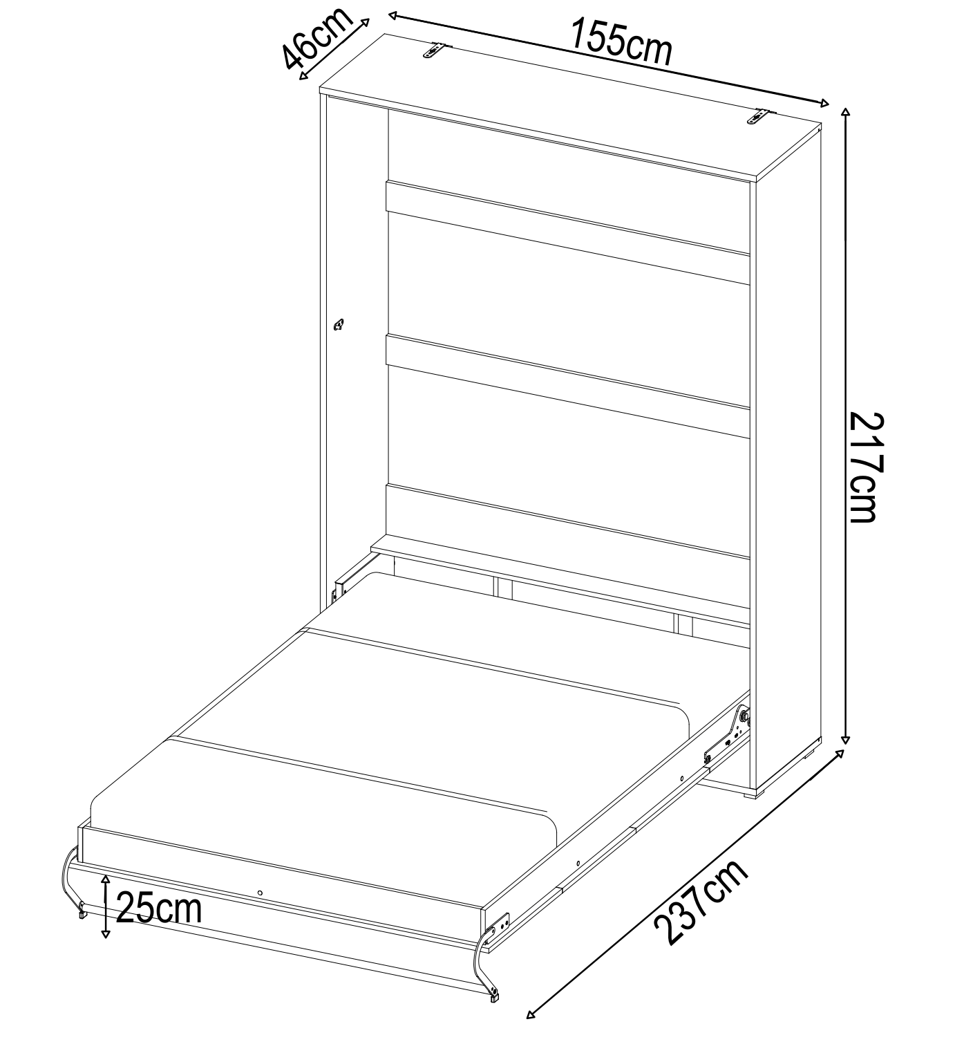 Double (140cm) Vertical Wall Bed (Spring Lift)