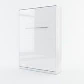 Vertical Folding Wall Bed – Double 140cm | Space Saving Pull Down Bed with Spring Mechanism & Safety Lock White Gloss 140 x 200cm