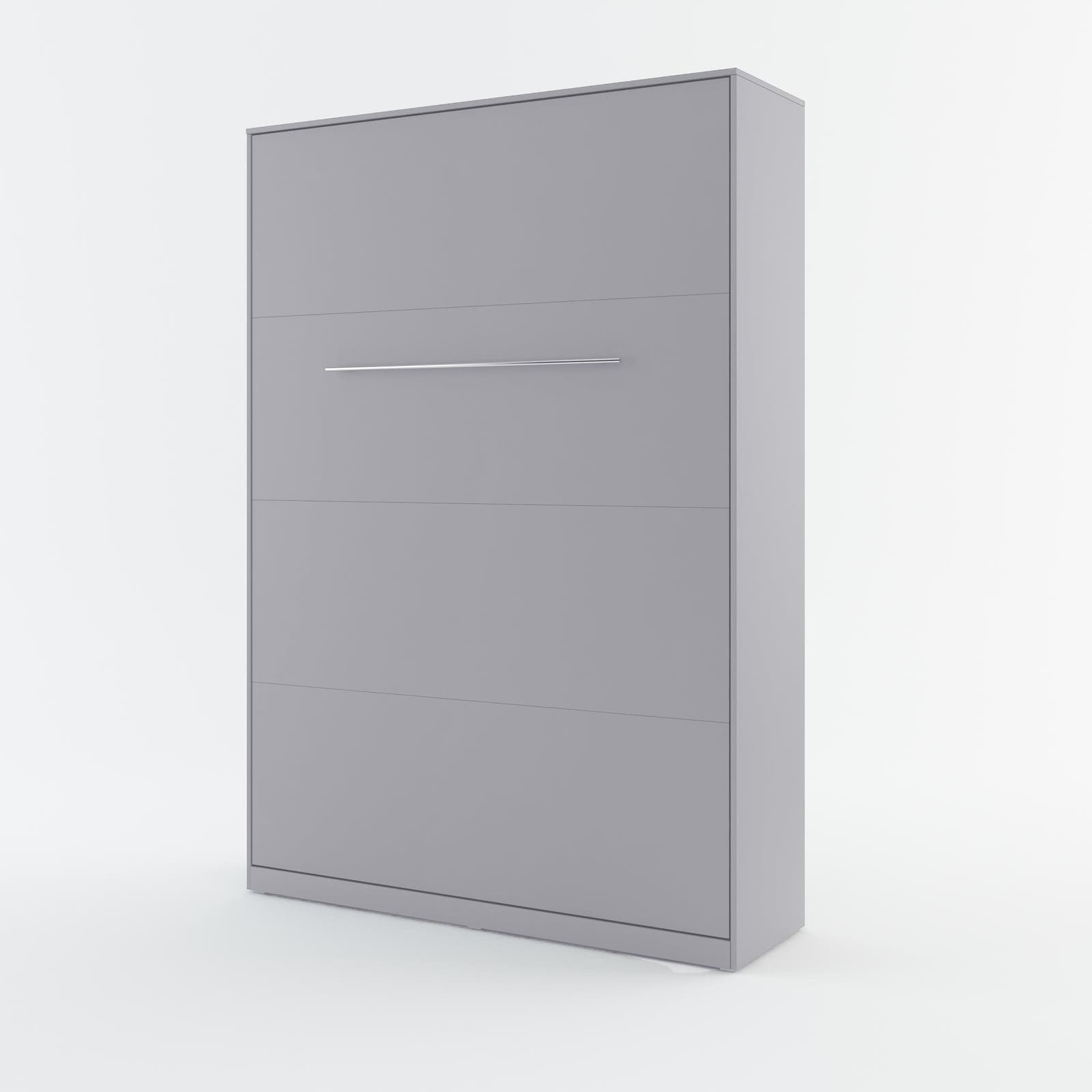 Vertical Folding Wall Bed – Double 140cm | Space Saving Pull Down Bed with Spring Mechanism & Safety Lock Grey Matt 140 x 200cm