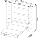 Double (140cm) Vertical Wall Bed with Side Wardrobes
