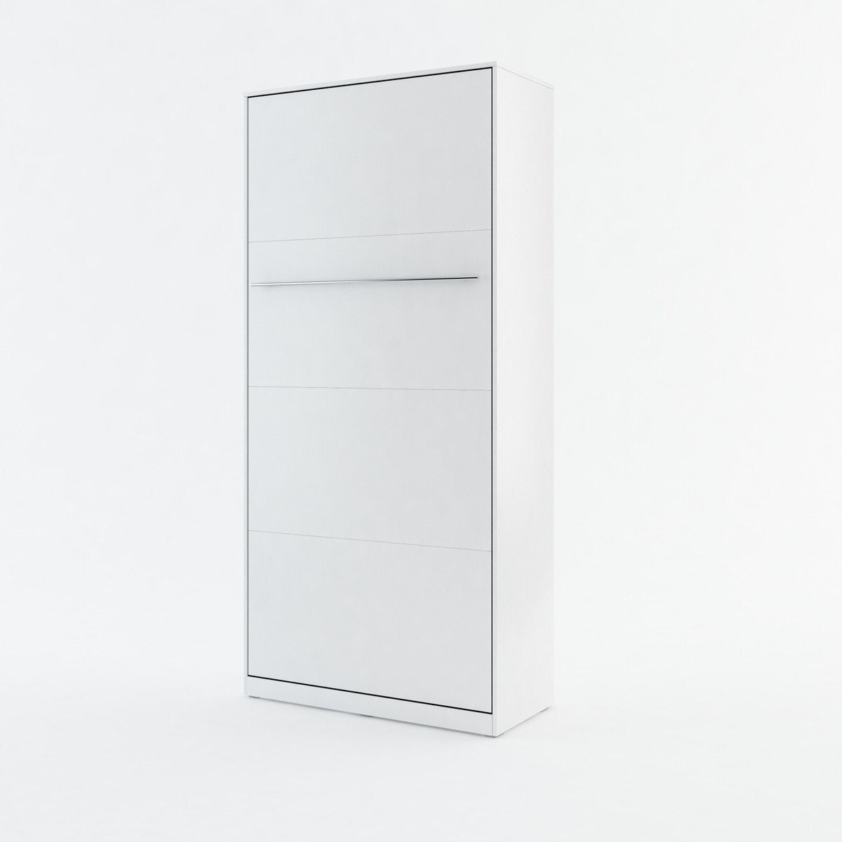 Vertical Folding Wall Bed – Single 90cm | Space Saving Pull Down Bed with Spring Mechanism & Safety Lock White Matt 90 x 200cm