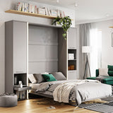 Single (90cm) Vertical Wall Bed with Cabinet Grey Matt