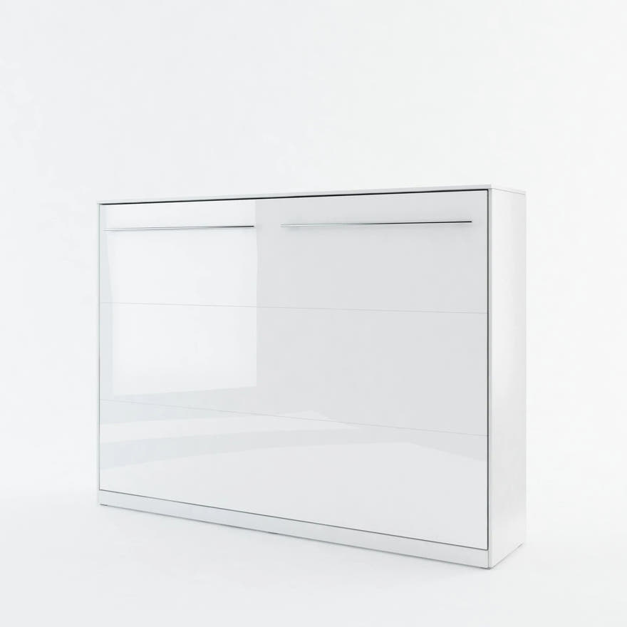 Double (140cm) Horizontal Wall Bed (Spring Lift) White Gloss
