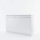 Small Double (120cm) Horizontal Wall Bed (Spring Lift) White Matt