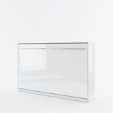 Small Double (120cm) Horizontal Wall Bed (Spring Lift) White Gloss