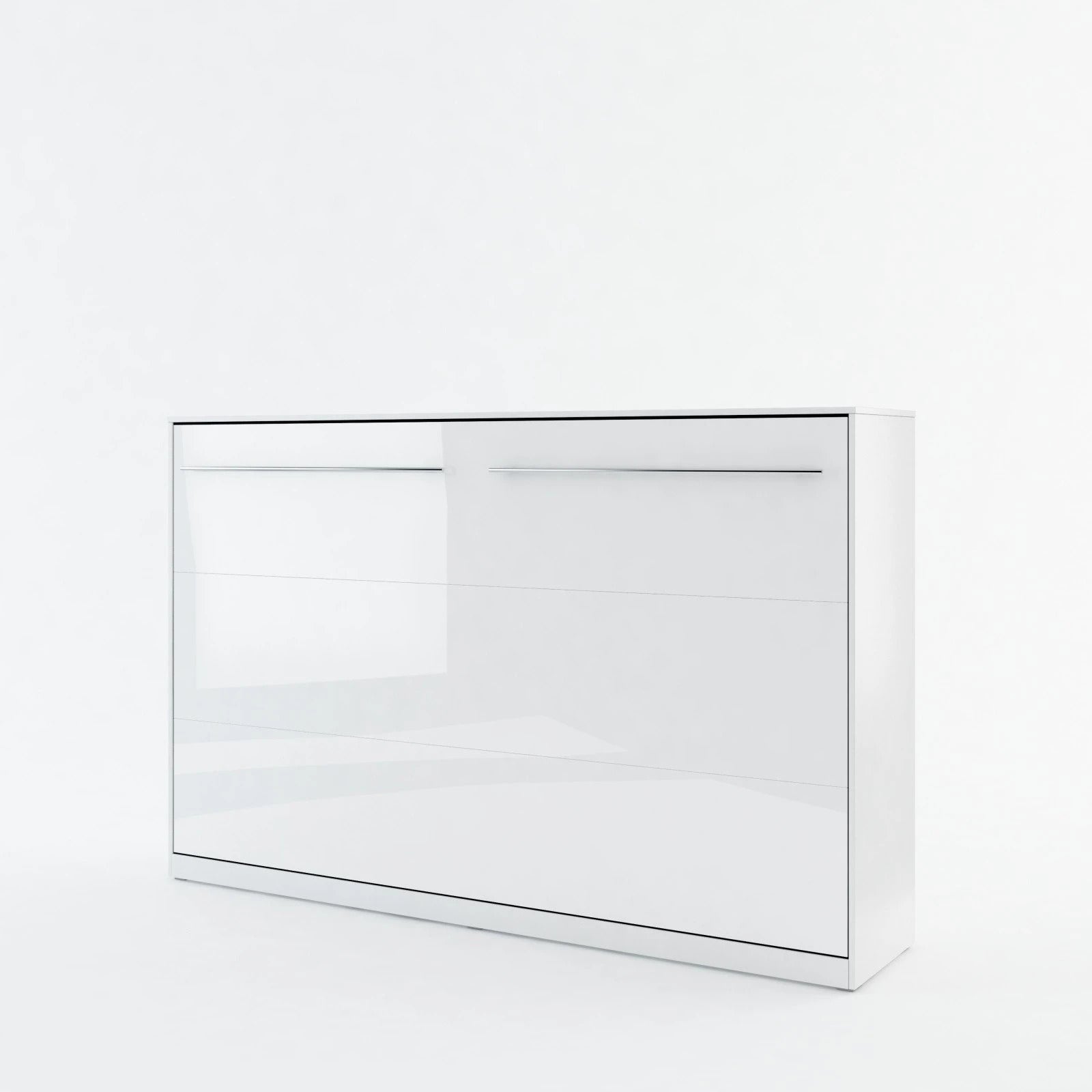 Small Double (120cm) Horizontal Wall Bed (Spring Lift) White Gloss