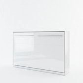 Small Double (120cm) Horizontal Wall Bed (Spring Lift) White Gloss