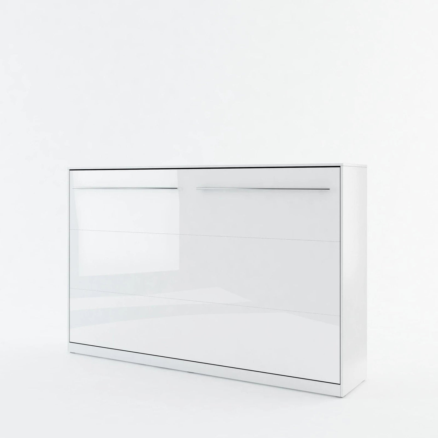 Small Double (120cm) Horizontal Wall Bed (Spring Lift) White Gloss