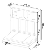 Small Double (120cm) Horizontal Wall Bed with Cabinet