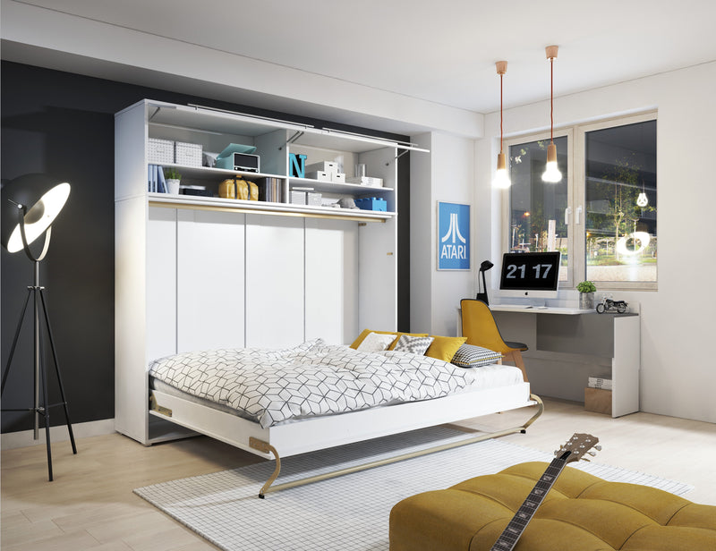 Horizontal Folding Wall Bed Over Bed Unit – Small Double 120cm Pull Down Bed Overhead Cabinet