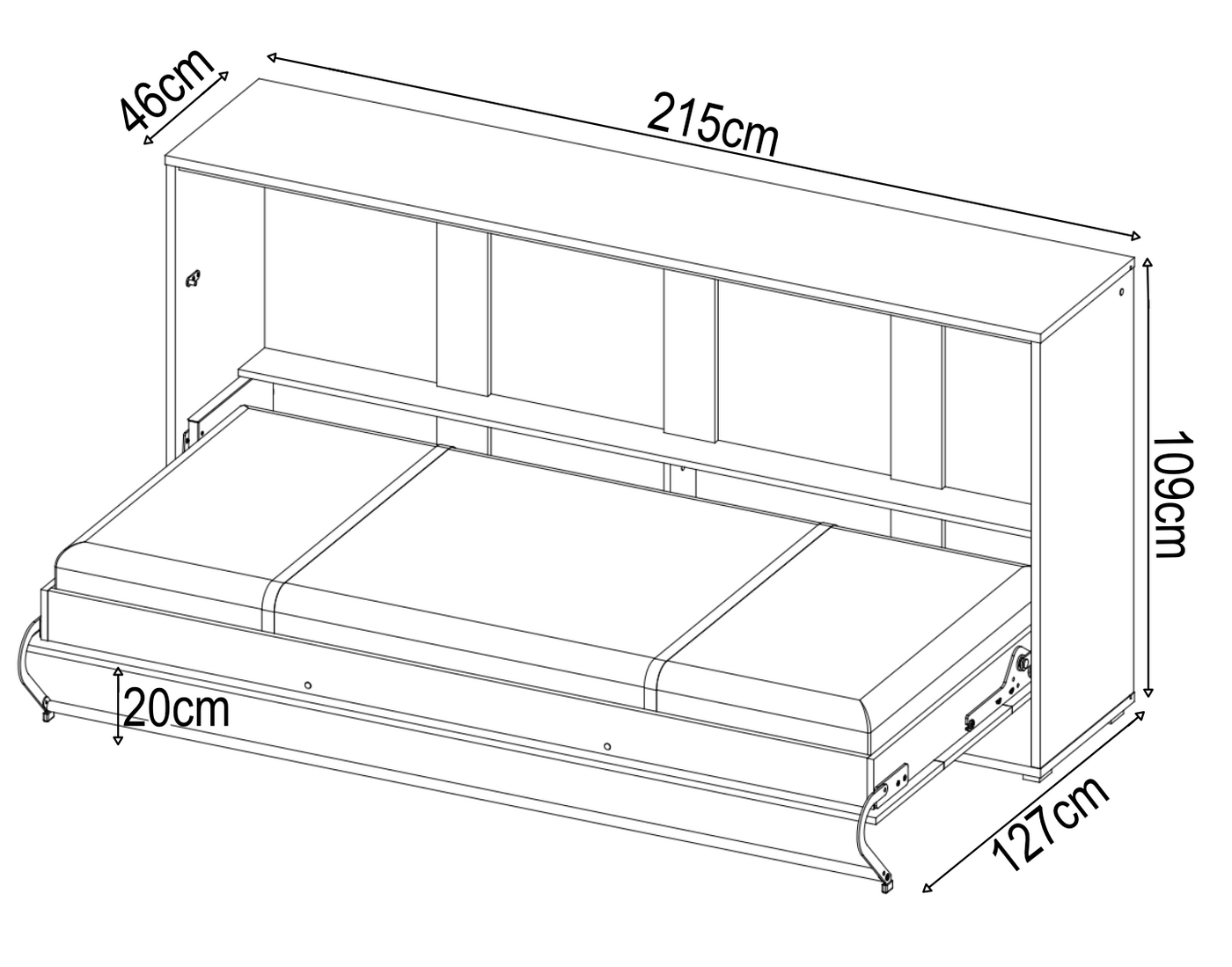 Single (90cm) Horizontal Wall Bed (Spring Lift)