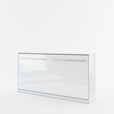 Single (90cm) Horizontal Wall Bed (Spring Lift) White Gloss