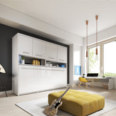 Single (90cm) Horizontal Wall Bed with Cabinet White Matt