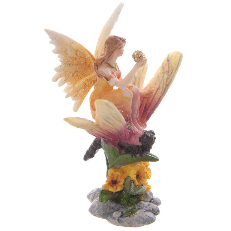 Cute Flower Fairy Riding Butterfly Figurine-