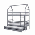 Dalia Bunk Bed with Trundle and Storage Grey Bunk Bed 